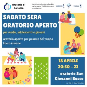 Oratorio aperto a Ballabio: una serata dedicata ai giovani
